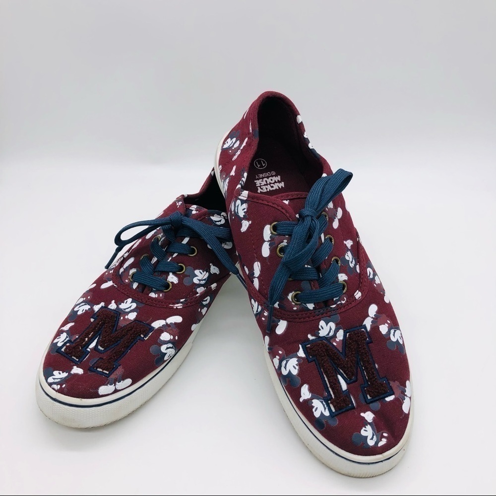 MICKEY MOUSE SNEAKERS SIZE 11-BURGUNDY & B…